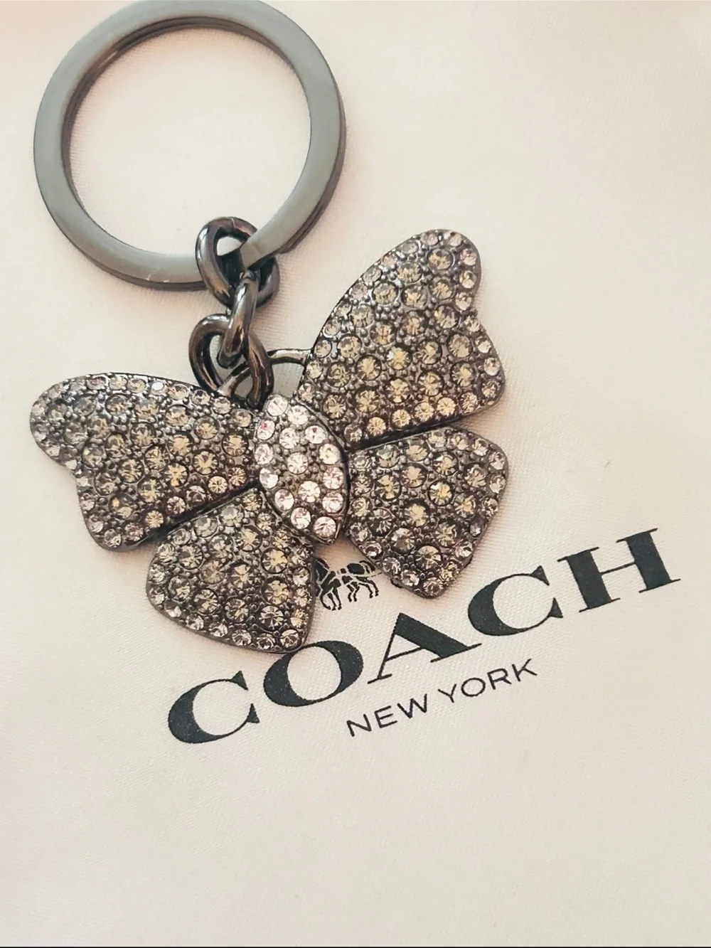 EXTREMELY RARE Vintage Coach Y2K Crystal Butterfly Keychain/ Bag Charm